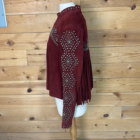 NWT Double D Ranchwear red suede fringe stud zip western nfr rodeo jacket Large - Picture 5 of 15